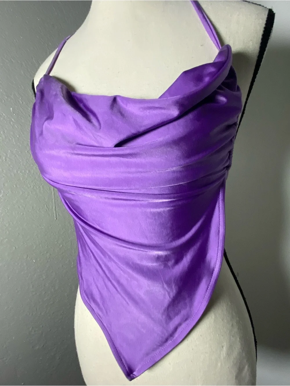 Frankie’s Bikinis Purple Handkerchief Bikini Top Size Small
